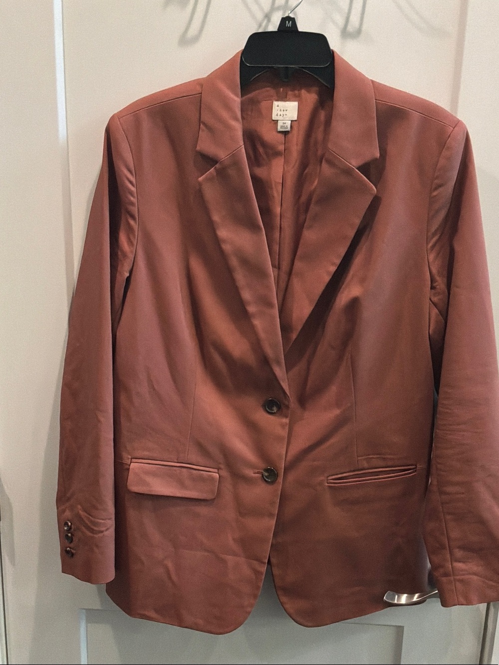 A New Day 16 Rust Blazer Jacket - Classic Two-Button Tailored Coat Lined